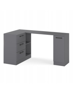 BIURKO NAROŻNE NOWOCZESNE SZUFLADY GRAFIT 155x85x78 cm...