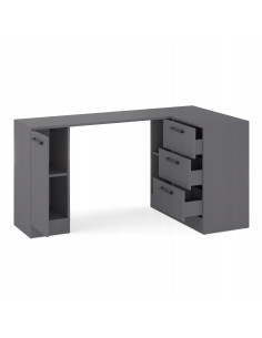 BIURKO NAROŻNE NOWOCZESNE SZUFLADY GRAFIT 155x85x78 cm... 2