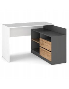 Biurko narożne i komoda zestaw 120x50 biały mat mix...