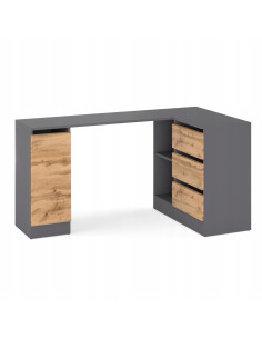 BIURKO NAROŻNE SZUFLADY GRAFIT/ DĄB WOTAN 155x85x78cm... 2