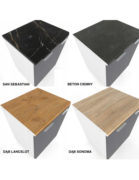 MEBLE KUCHENNE KUCHNIA ZESTAW SZAFKI SŁUPEK BLAT MILAN 2,6M BIAŁY MAT