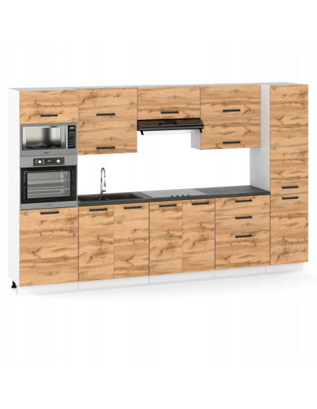 MEBLE KUCHENNE KUCHNIA ZESTAW SŁUPEK,PIEKARNIK MIKROFALA MILAN 3M DĄB WOTAN