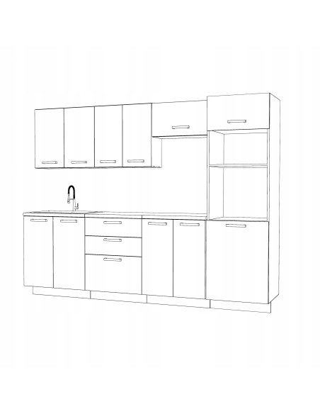 MEBLE KUCHENNE KUCHNIA ZESTAW SŁUPEK,PIEKARNIK MIKROFALA MILAN260CM KASZMIR